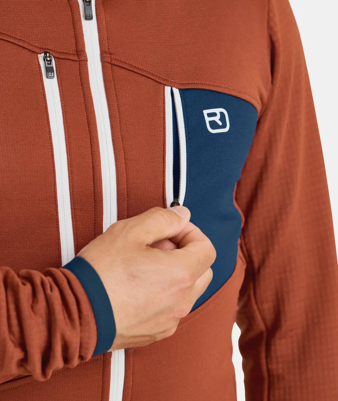 ORTOVOX Hoodies & Fleece-Jacken^FLEECE GRID HOODY M clayorange